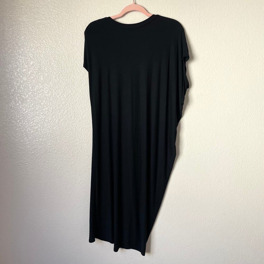 Athleta Dress Womens Small Black Draped Crew Neck Mini Jersey Knit Modal Stretch - Picture 6 of 10